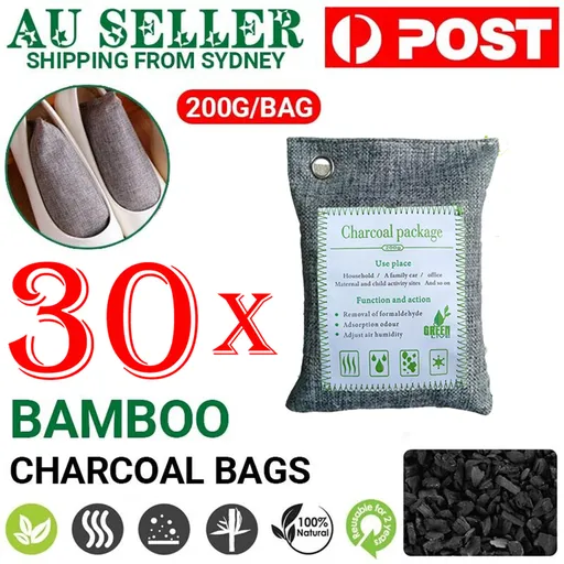 30PCS Air Purifying Bags Activated Bamboo Charcoal Freshener for Car Home Shoes 200g