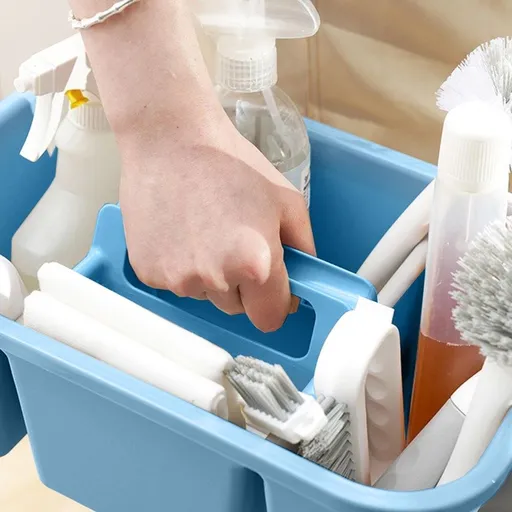 Plastic Shower Caddy Tote, Portable Storage Caddy Basket Organizer with Handle for Dorm, Bathroom, Tool, Garden, Kitchen, Cleaning Supplies