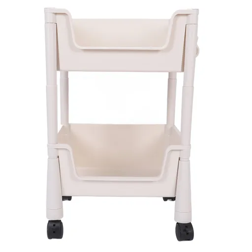 Mobile Utility Cart On Wheels Compact Movable Storage Book Shelves Trolley Rack Cart Organizer 2 Layers