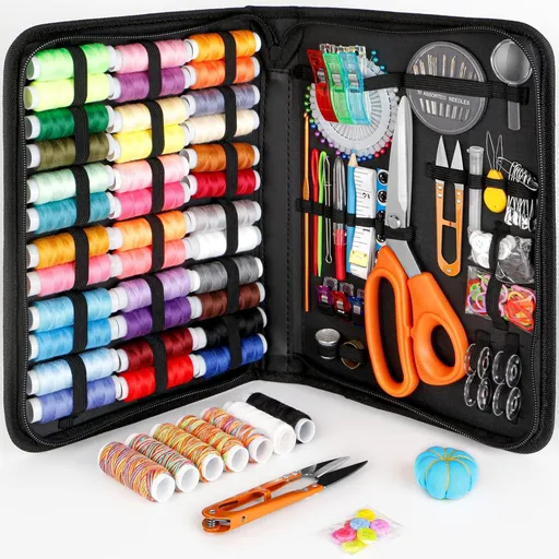 200 Piece Sewing Set with 43 Thread Spools and Scissors