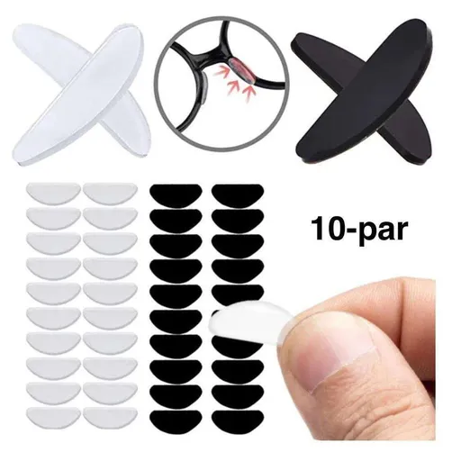 10 Pairs Silicone Nose Pads for Glasses, Transparent