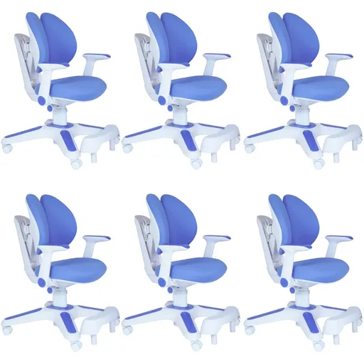 Ergonomic Children Kids Study Chair Set of 6 Height Adjustable - Blue