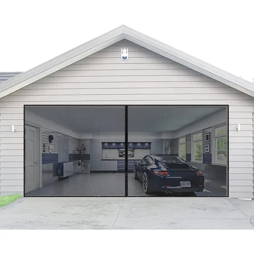 No-Drill Magnetic Garage Door Screen - Polyester Mosquito Net Curtain, Cross-border Home Summer Velcro Garage Door Mesh (244x214cm)
