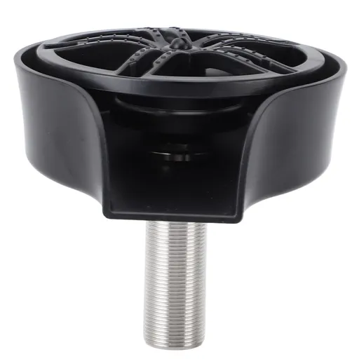 Automatic Rotating Cup Washer with Hose and Tee G1/2 Male Thread Pull Out Glass Rinser for Teahouse KTV Kitchen Sink Black ABS Basin US 9/16 Hose
