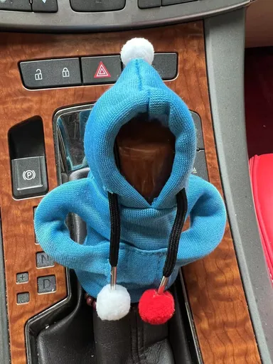 Jicheng Car Gear Shift Lever Cover Fabric Blue fur ball