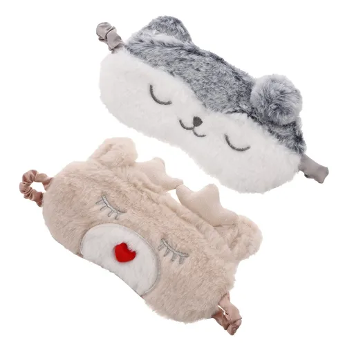 2PCS，Plush Sleep facial mask Cute Eye Mask Plush Eye Mask Cute Eye Mask Scratch Gloves Newborn Plush Baby Dog Deer