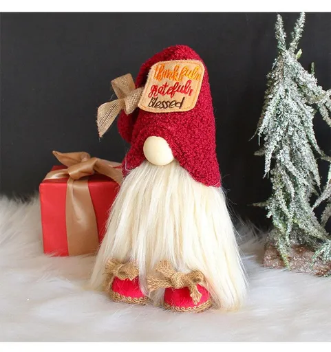 1pc Plush standing gnome doll — faceless old man figurine, festive tabletop ornament and gift.Alphabet gnome