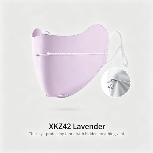 XKZ42 Lavender Purple One Size | Ice Silk Sun Face Mask | Halloween Elegant Outing Gift | Eye Corner Protection Breathable Thin Sun Cover