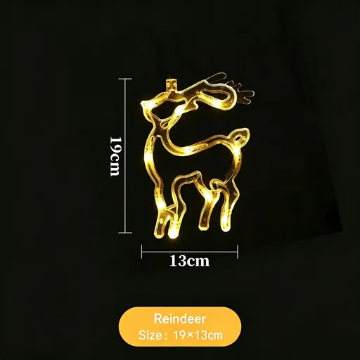 Warm White Reindeer LED Suction Curtain Lights, Battery Operated Cheerful Holiday Window Decoration