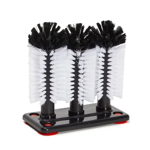Glass Washer Brush Cleaner - 3 Brushes per Base Bristle Brush for Beer Cup, Long Leg Cup, Red Wine Glass & More Bar Kitchen Sink Home Tools