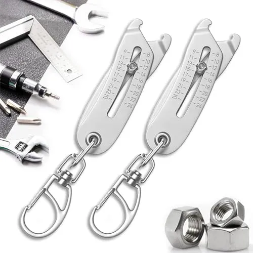 Portable Precise Thread Size Checker Keychain, Bolt Size Finder Keychain Measuring Both Metric & SAE Sizes, Compact Thread Measurement Tool for On-The-Go Convenience (2 Pcs)