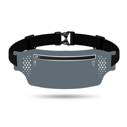 2 Pcs Grey Lightweight Women's Running Waist Bag - Splash-Proof Fitness Belt with Stretchable Phone Storage