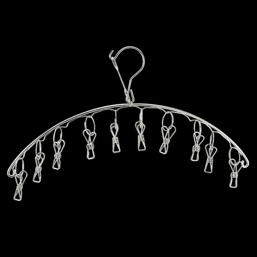Clothes Drying Hanger Stainless Steel Thick Arc Shaped Windproof Sock Hanger for Socks Towels Bras Underwear 10 Clips