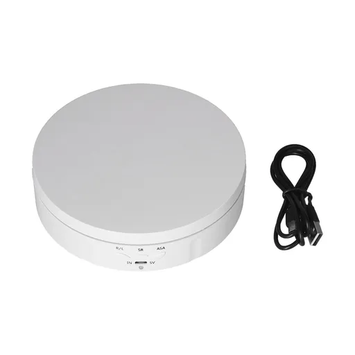 145mm 360° Round Auto Rotating Display Stand 3 Speed Control USB Powered Jewelry Turntable for ExhibitionWhite