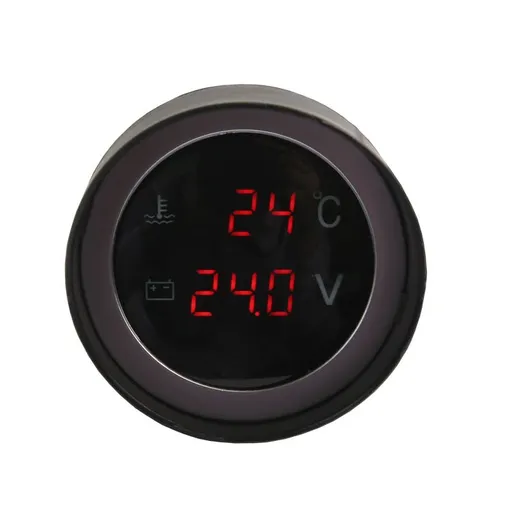 Car Digital Tacho Gauge Red RPM Tachometer 0-9999 Automotive Universal Digital Voltmeter Gauge Volt Meter 12V24v（V） （2pcs）