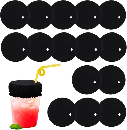 15Pcs Drink Cover Scrunchies with Straw Hole, Reusable Spiking Prevention Scrunchie Cup Drinks Protection Bottle Cap Washable Elastic Protector for Women Girl Bar Club Party