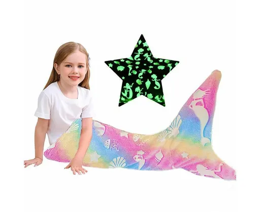 Shell Mermaid Blanket Glow in The Dark Sleeping Bag Babies Birthday Gift Daughte