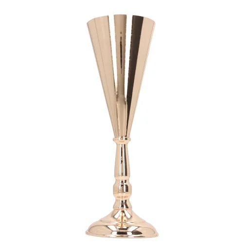 Golden Iron Vase European Style Exquisite Decorative Vintage Flower Vase for Wedding Hotel Party Home 12x36cm / 4.7x14.2in