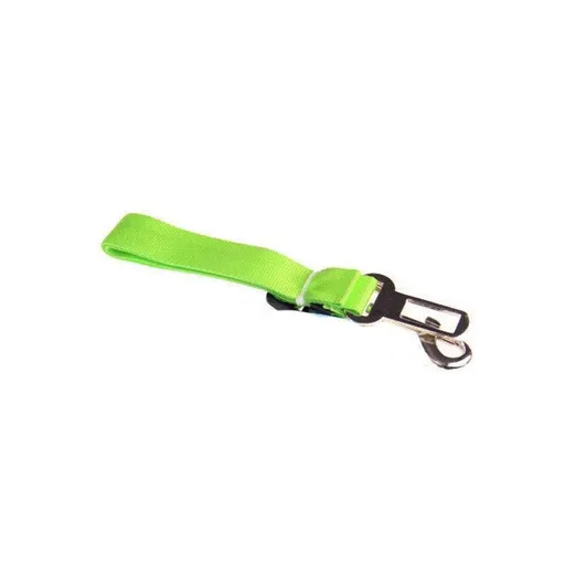 Adjustable Pet Harness Lead for Car Travel with Clip Attachment Nylon Restraint Strap - Green