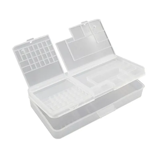 Electronic Components Storage Box Multipurpose Double Layer Rectangular PP Clear 18.5x9.5x3.6cm