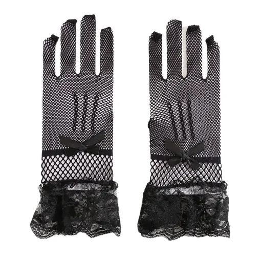 2pcs Women Lace Gloves Elegant Short Lace Tea Party Gloves for Women Dinner Party Wedding Wedding sleeves（black）