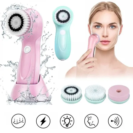 Electric Facial Cleansing Brush Waterproof Electric Face Cleaner Brush USB Powered Facial Spin Brush ABS Facial Brush for Skin Care Cleansing Deep Cleansing Gentle Exfoliating