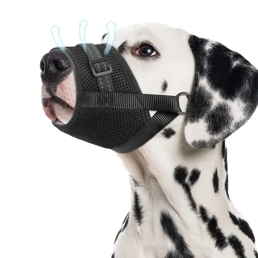 Soft Breathable Mesh Dog Muzzle for Small Medium Large Dogs, Adjustable Anti-Biting Barking Chewing Muzzle for Walking, Training, and Grooming (M, Black)