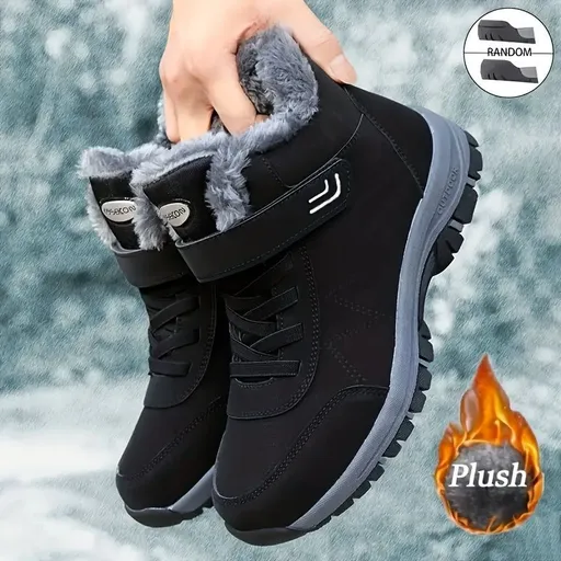 Women's winter boots, couple style, autumn and winter, men's and women's outdoor sports high-top hiking shoes, women's warm, fleece-lined, thick, slip-resistant, abrasion-resistant, soft sole, old people's shoes, parents' shoes, large size, short boo