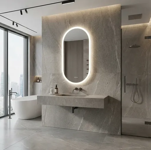 Interior Ave - 50 x 80cm Oval Frameless LED Bathroom Mirror