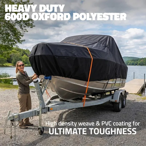 600D Heavy Duty Waterproof Boat Cover, Silver, 11-13FT, 430*205cm