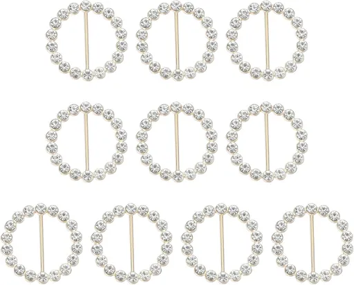 Silk Scarf Ring Clip Bling Rhinestone T-Shirt Clips Tie Waist Knotted Buckle Rings Metal Circle Buckles for Women Fashion Scarves Hat Decor Wrap Holders White -