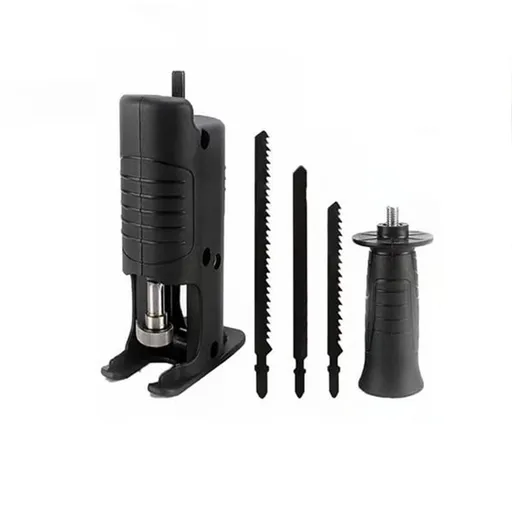 Reciprocating Saw Attachment | Drill to Saw Converter Tool with 3 Blades | Portable Cutting Tool for Wood, Plastic & Metal | 7mm Chuck Adapter