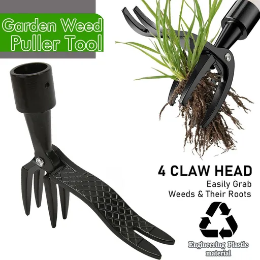 Standing Weed Puller Tool with Foot Lever and Four-Claw Gripper for Garden Yard Lawn Patio Planting Beds and Vegetable Gardens (Black)