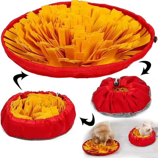 Interactive Snuffle Mat for Dogs – Slow Feeder & Foraging Puzzle Toy Made from Durable, Eco-Friendly Felt with Adjustable Drawstring, Anti-Slip Base, and Vibrant Color Combinations, Perfect for Mental Stimulation, Stress Relief, and Slow Eating Indoo