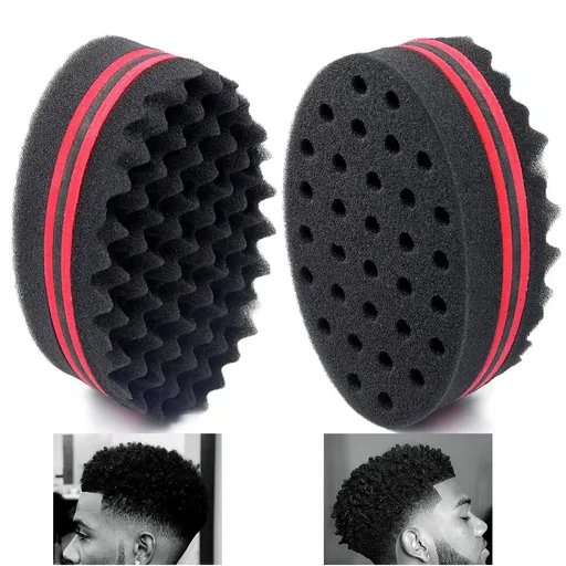 Barber Sponge Brush Twist Hair For Wave,Dreadlock,Coils,Afro Curl As Hair Care Tool Hole Diameter Suitable -2PCS