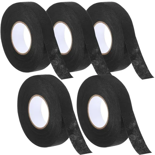 5pcs Car Harness Cloth Tape 19mm X 15m High Temperature Resistant Electrical Wire Loom Tape Noise Dampening Sturdy Automotive Wiring Wrap
