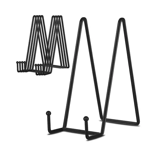 8 Inch Black Metal Plate Stand Holder for Picture, Decorative Plate, Book Compatible with Various Brands