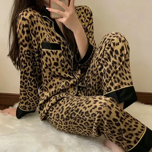 Brown Leopard Black Collar Size XXL | Roomy Leopard Sleepwear | Halloween Chic Relaxed Gift | Roomy Relaxed Fit Plus Size Homewear