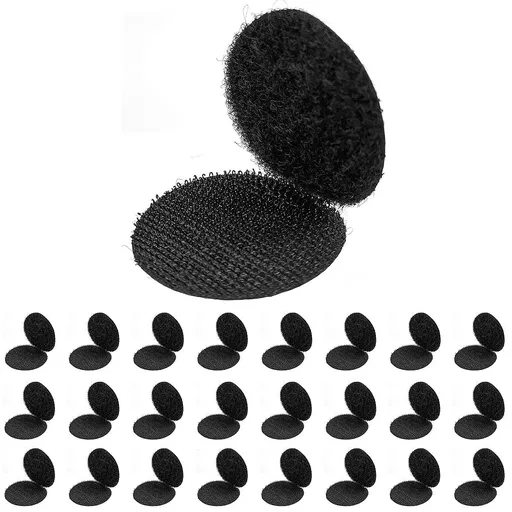 24 Pairs 1 Inch Round Hook and Loop Dots,Black Double Sided Sticky Tape Self Adhesive Nylon Sticky Back Strips Hook Loop Fasteners
