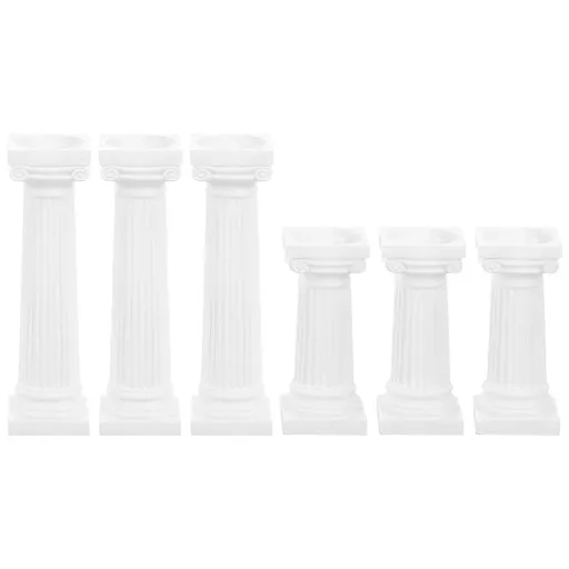 Set of 6 White Plastic Roman Pillar Sand Table Statues for Home Decor and Decorative Display