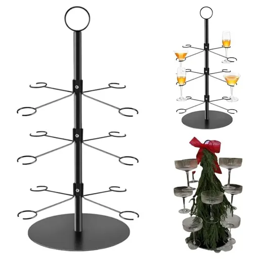 Champagne Tower Stand, 3 Tier Wine Glass Display Holder, Cocktail Tree Drinks Tower Stand, 12-Holder Metal Beverage Serving Rack, for Bar Wedding Party Events & Bridal Shower