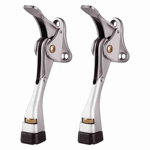 2 Pcs Kickdown Door Stop Stainless Steel Height Adjustable Rubber Foot Heavy Duty Door Stopper