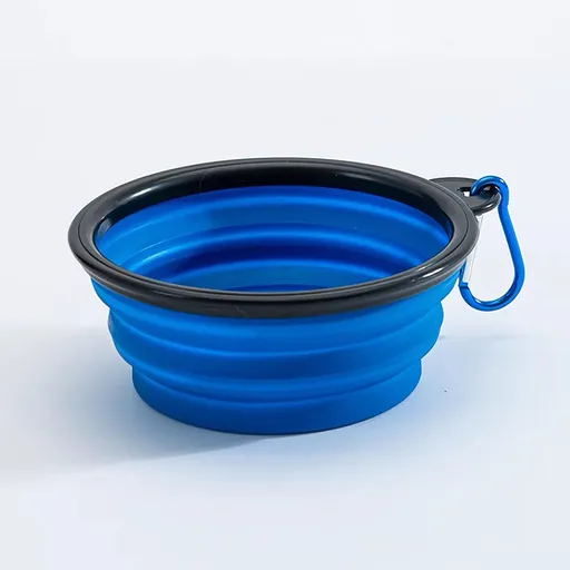 Collapsible Travel Bowl Extra Large Portable Foldable Dog Water Dish with Carabiner Blue