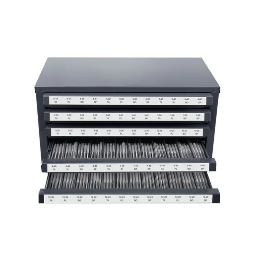 Tap Dispenser Cabinet, Five-Drawer Tap Organizer Cabinet for #2-56-#12-28 Steel Tap Dispenser Organizer Cabinet with Labels, 60-Compartment Stackable Tap Cabinet for Tap Storage