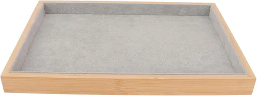 Velvet Stackable Jewelry Tray, Wood Flat Organizer Tray Drawer for Necklace Bracelet Ring Showcase Display(Grey)