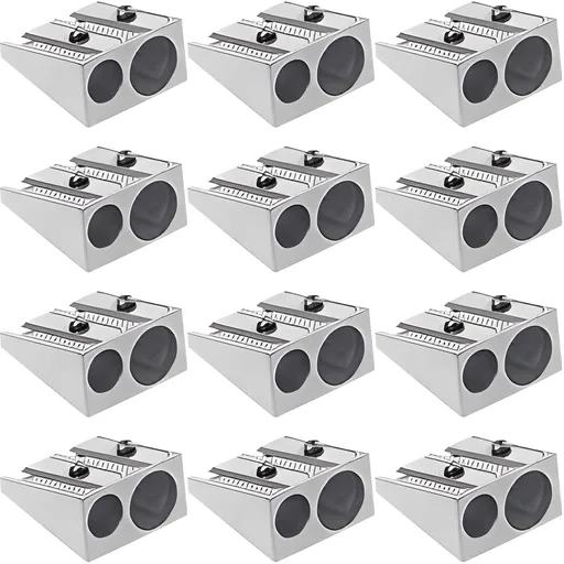 Pencil Sharpener Survival, Hand Held Pencil Sharpener, Metal Pencil Sharpener Magnesium, 2-Hole Pencil Sharpener Magnesium Alloy Wedge Profile, Magnesium Alloy Pencil Sharpener (12 pc) 0.9×0.9×0.4 in C