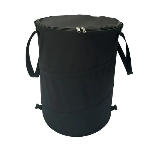 Black Foldable Camping Trash Can with Lid - Large Capacity Heavy Duty Pop Up Rubbish Bin - Portable Storage Bag for Caravan, Picnic, Gardening and Outdoor Adventures - Space Saving Design(Size: M)