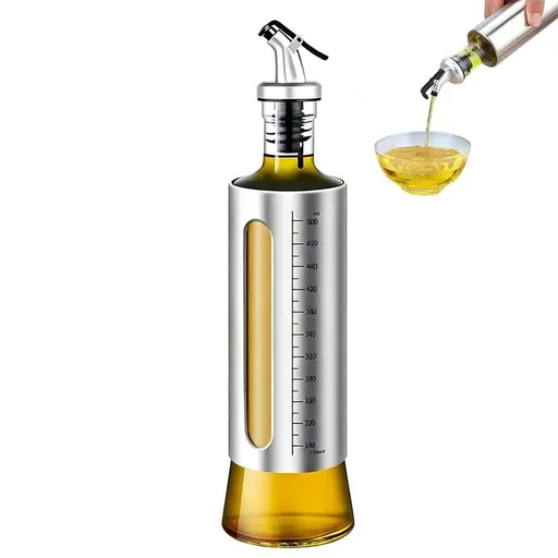 Glass Oil Dispenser with Capacity Markings 300 or 500ml Push-Button Bottle - L