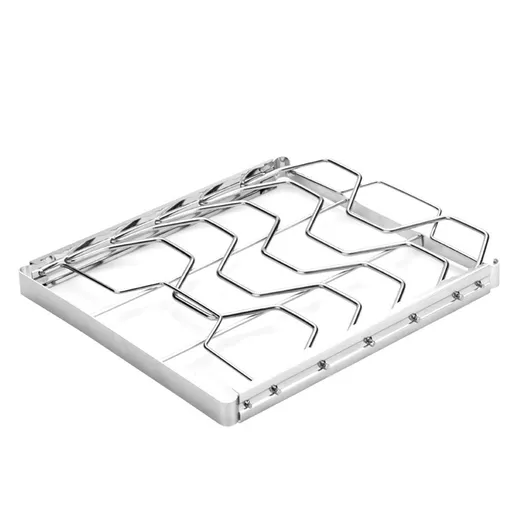 Stainless Steel Rib Rack Foldable 4 Slots Easy to Use and Clean 26.6cm x 22.2cm x 2.3cm