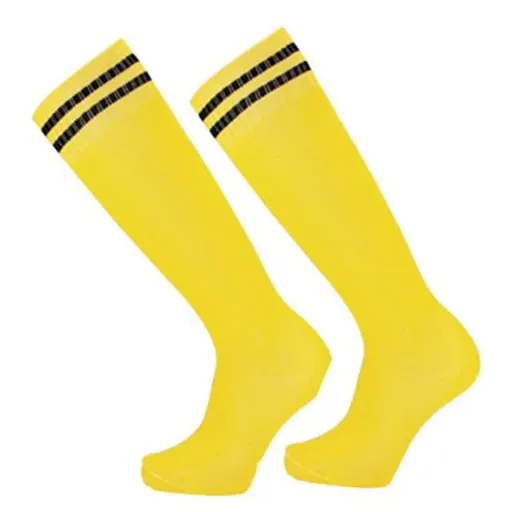 Mens Womens Sports Breathable Tube Long High Socks Knee Warm Casual Footy Soccer - Yellow